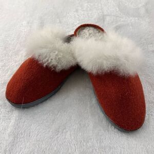 Lanart Baby Paca burnt orange alpaca fur slippers size M